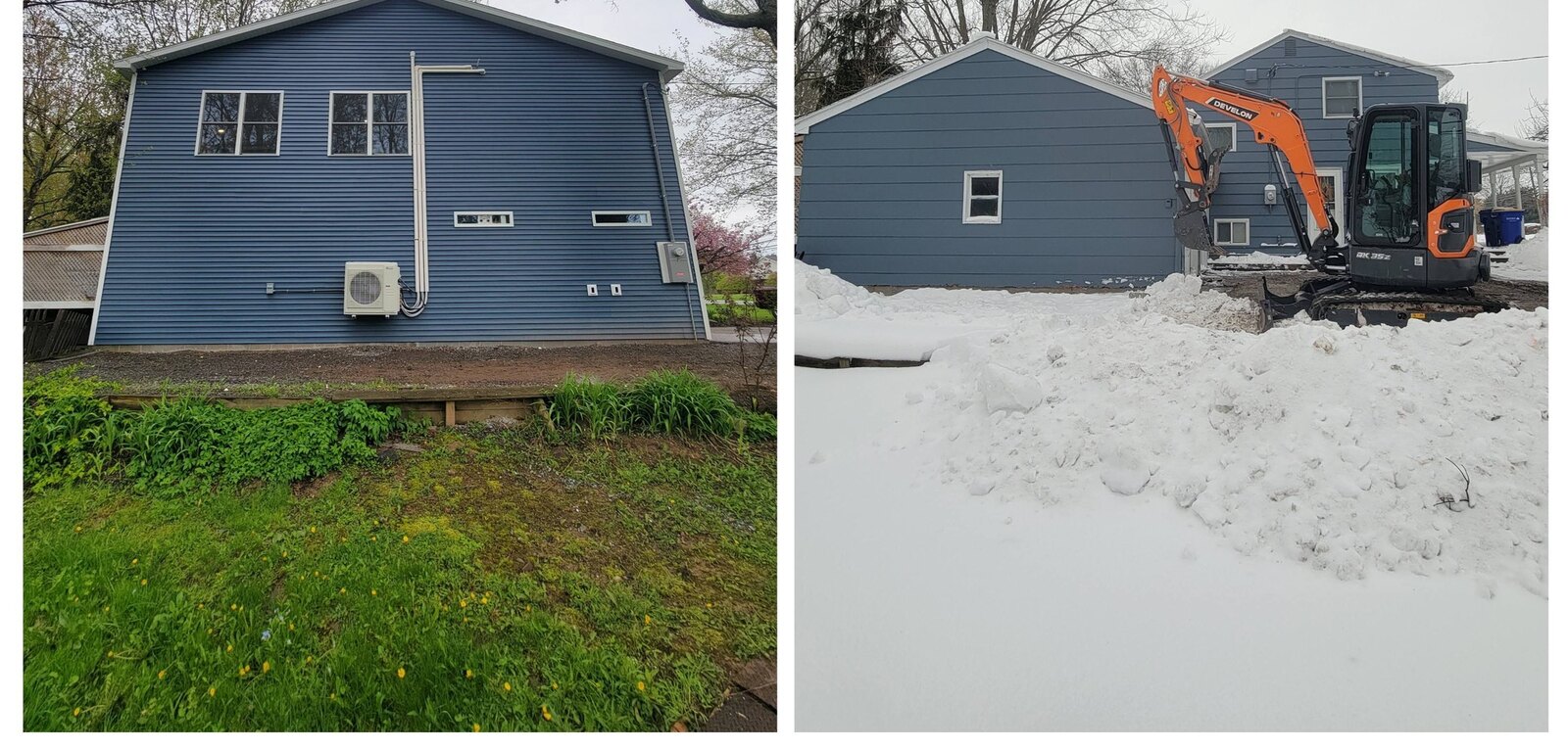 Rear-of-home renovation with excavator-cleared yard